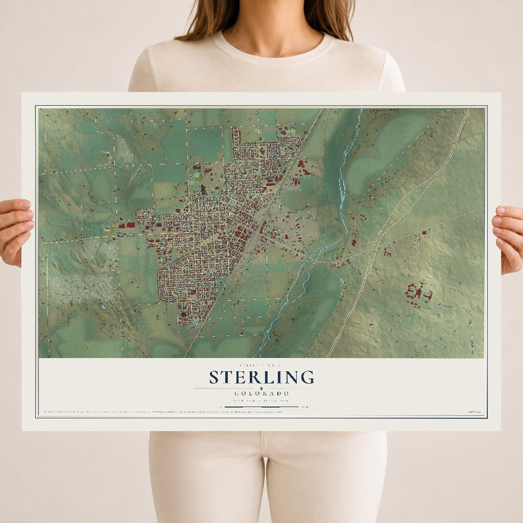 Map of Sterling, Colorado, 18 x 24 inch unframed archival matte print