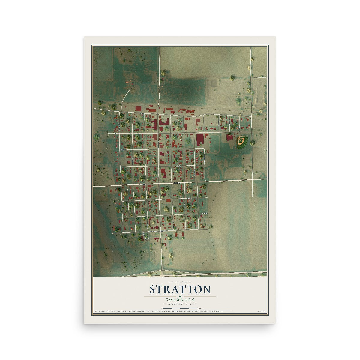 Map of Stratton, Colorado, 12 x 18 inch unframed archival matte print