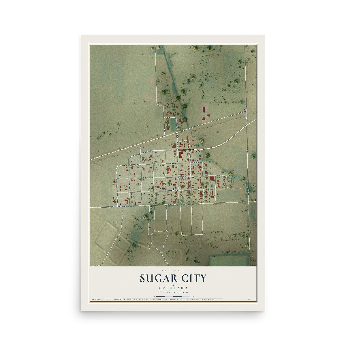 Map of Sugar City, Colorado, 12 x 18 inch unframed archival matte print