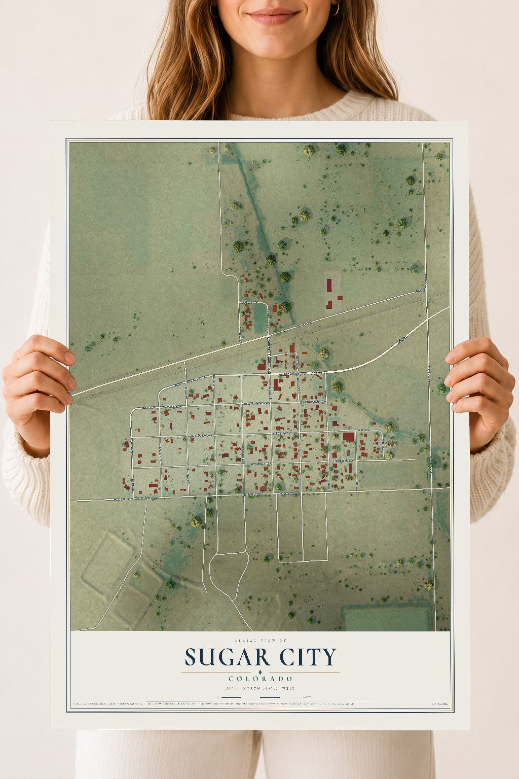 Map of Sugar City, Colorado, 18 x 24 inch unframed archival matte print