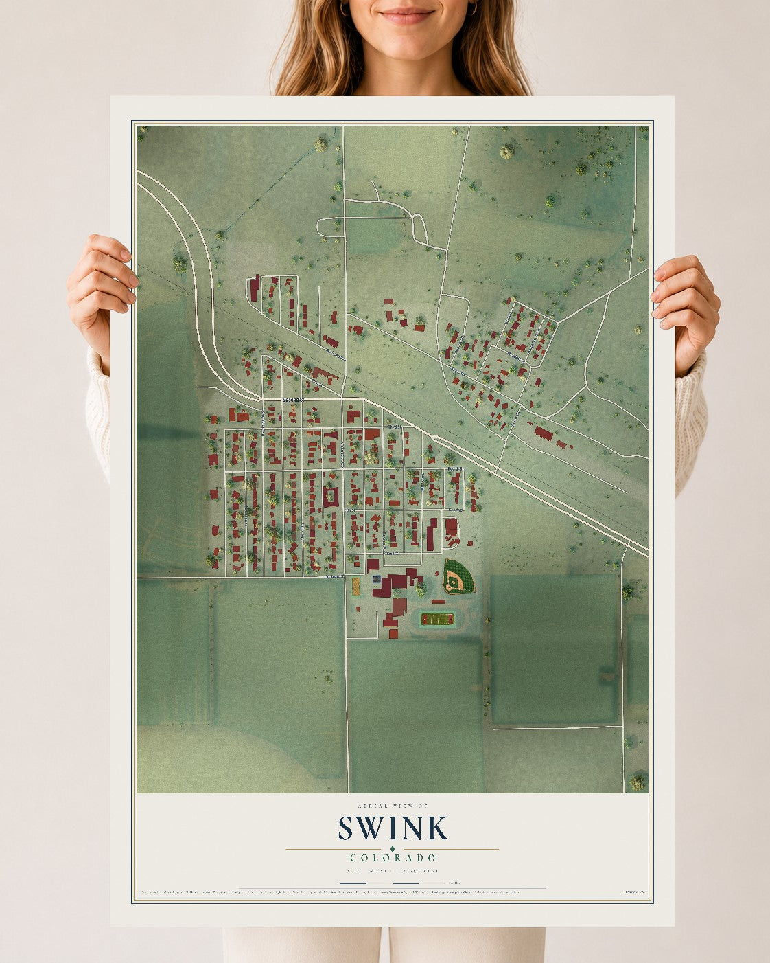 Map of Swink, Colorado, 24 x 36 inch unframed archival matte print