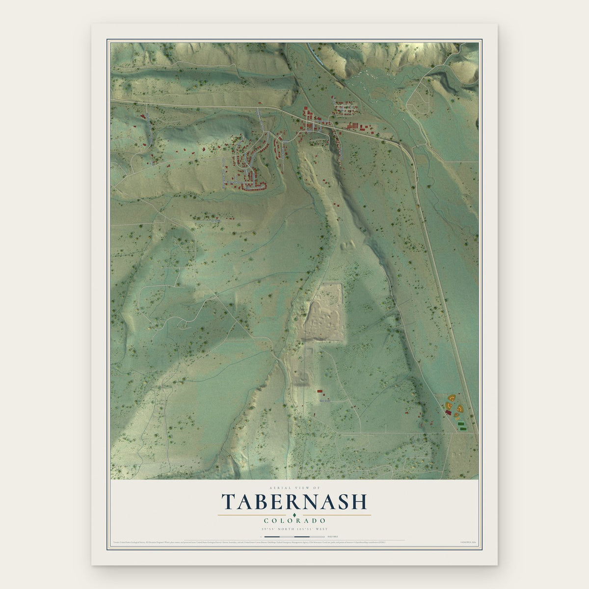 Tabernash, Colorado map print, the full design
