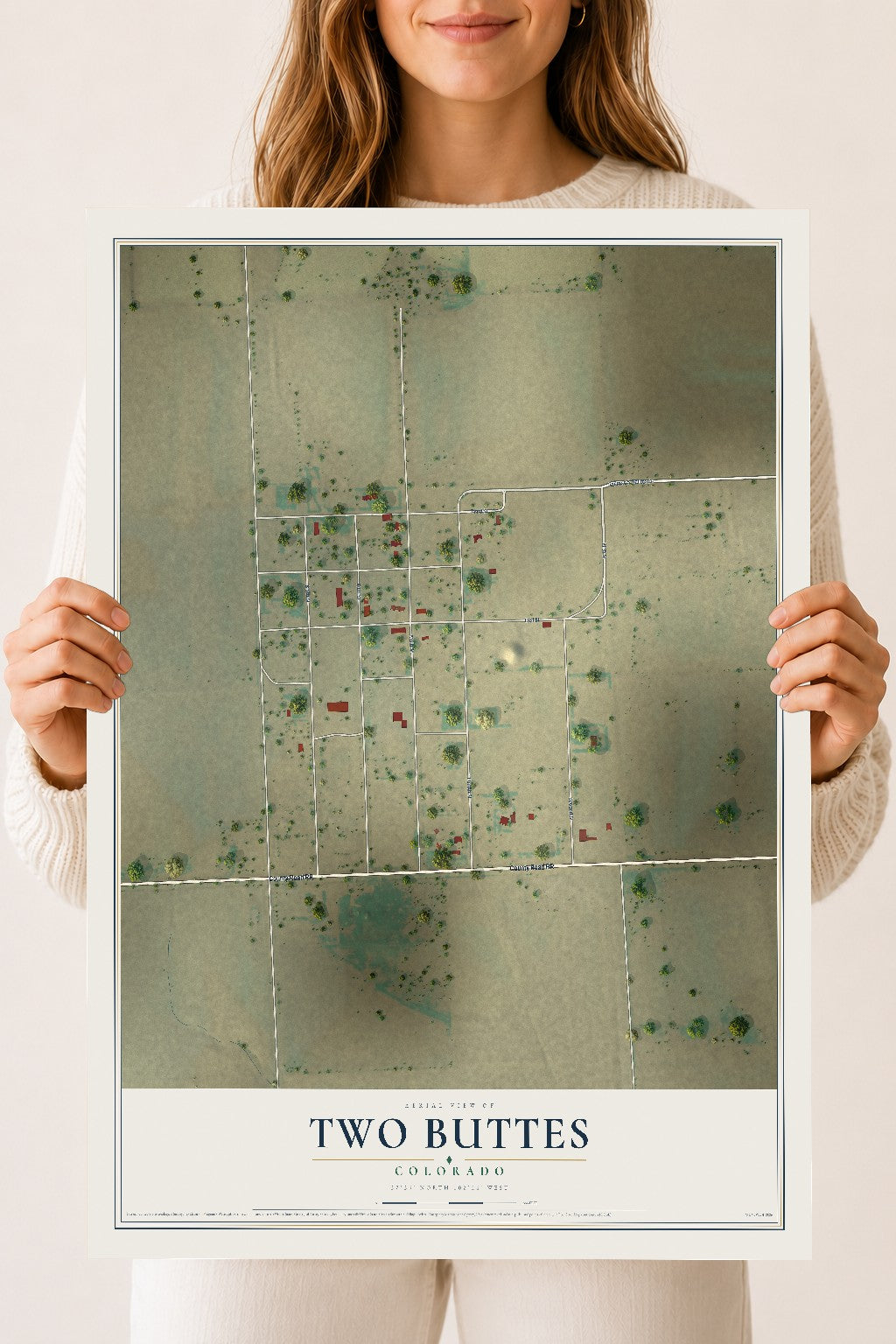 Map of Two Buttes, Colorado, 18 x 24 inch unframed archival matte print