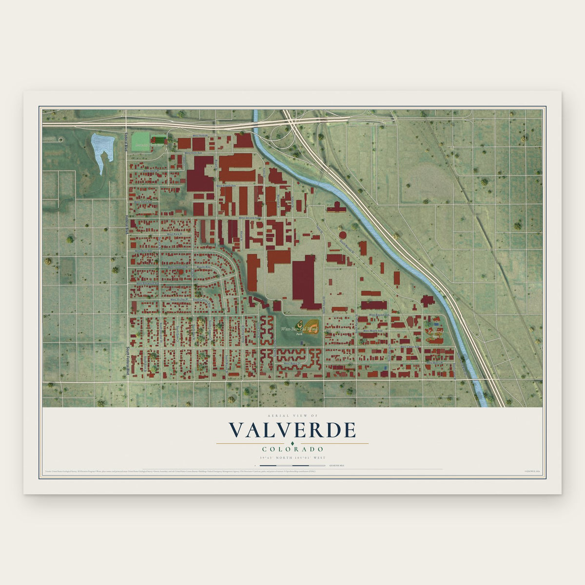 Valverde, Colorado map print, the full design