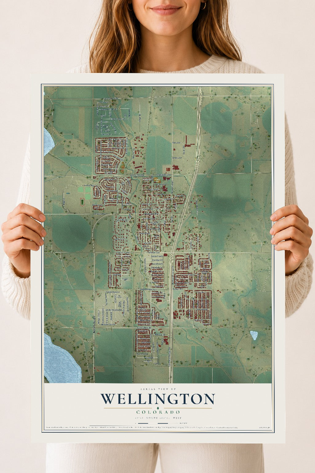 Map of Wellington, Colorado, 18 x 24 inch unframed archival matte print