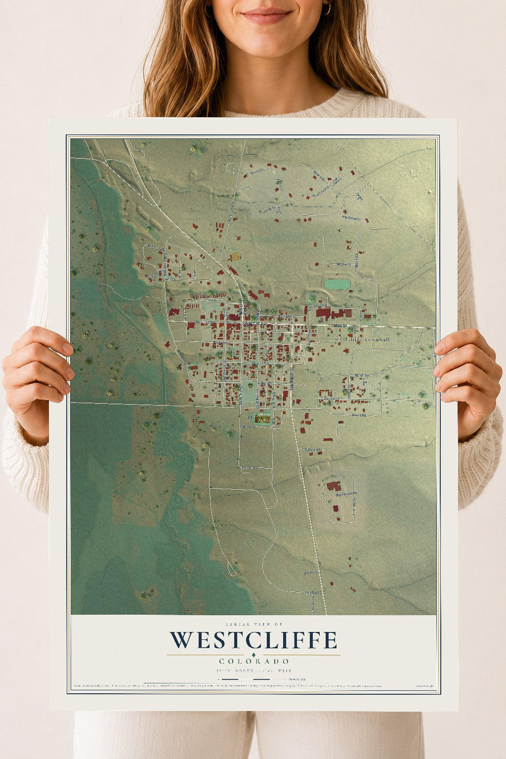 Map of Westcliffe, Colorado, 18 x 24 inch unframed archival matte print
