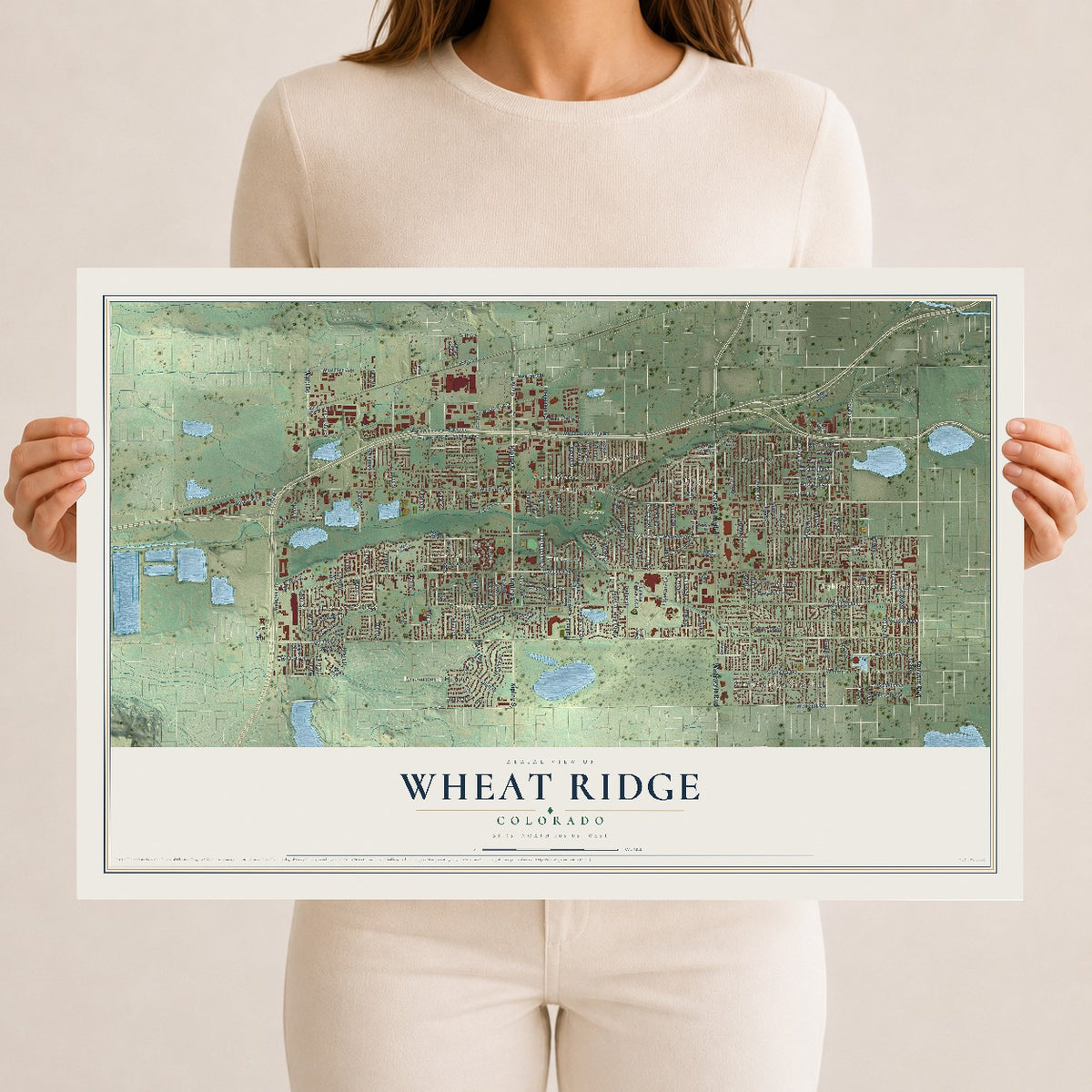 Map of Wheat Ridge, Colorado, 12 x 18 inch unframed archival matte print