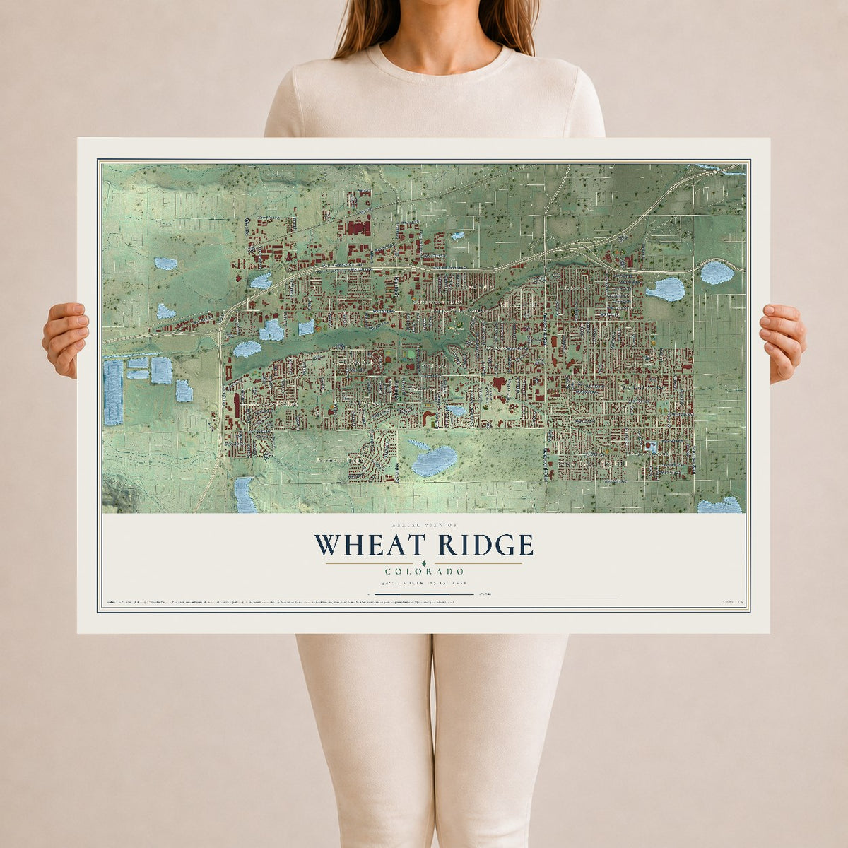 Map of Wheat Ridge, Colorado, 24 x 36 inch unframed archival matte print