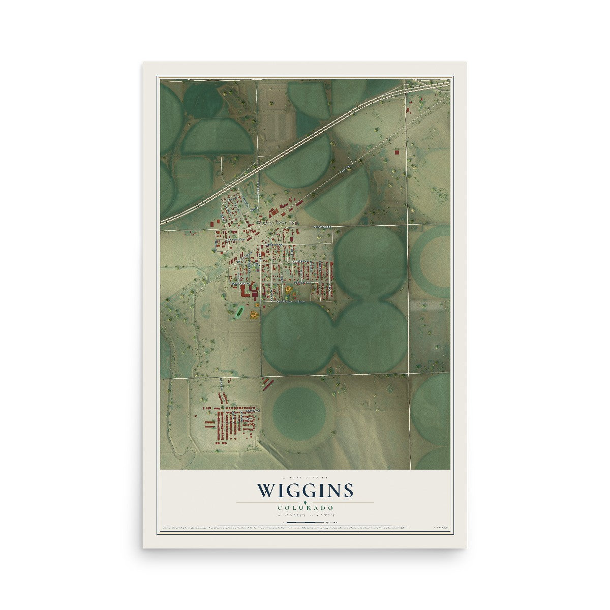 Map of Wiggins, Colorado, 12 x 18 inch unframed archival matte print