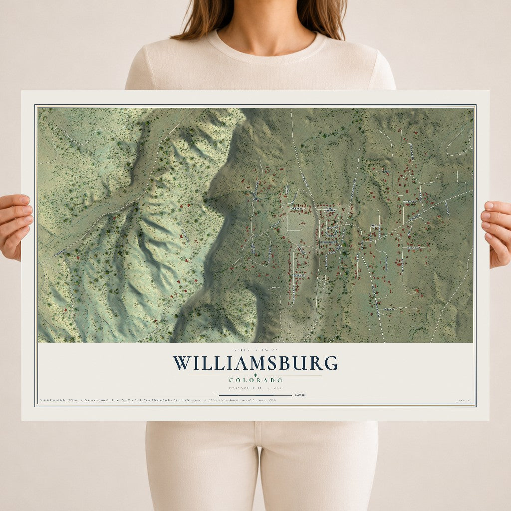 Map of Williamsburg, Colorado, 18 x 24 inch unframed archival matte print