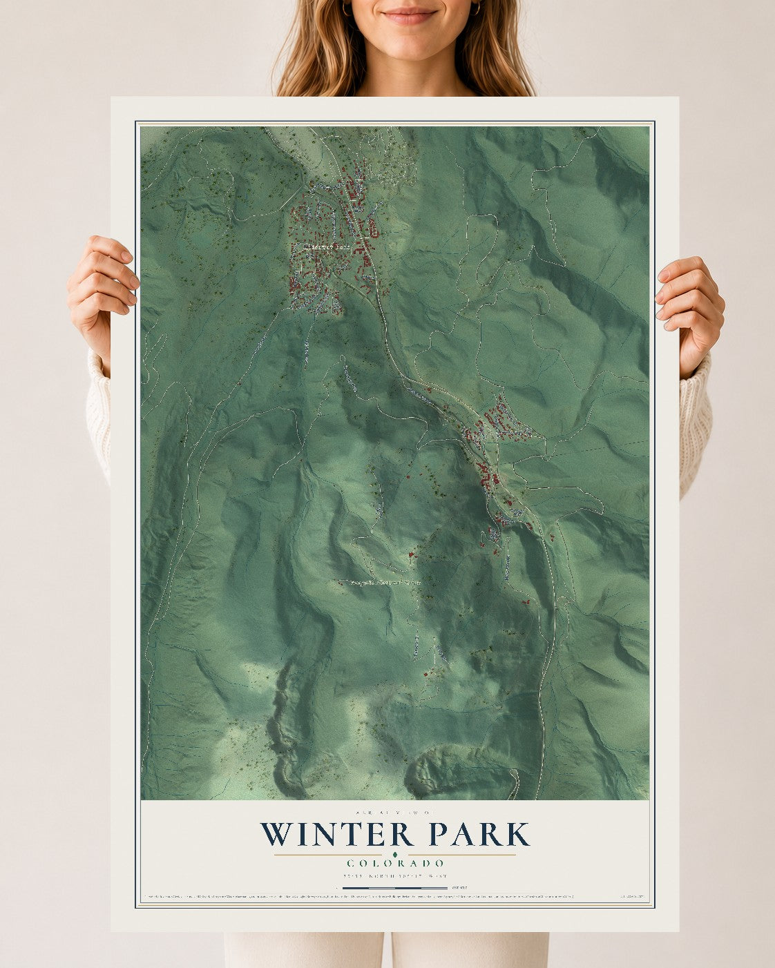 Map of Winter Park, Colorado, 24 x 36 inch unframed archival matte print