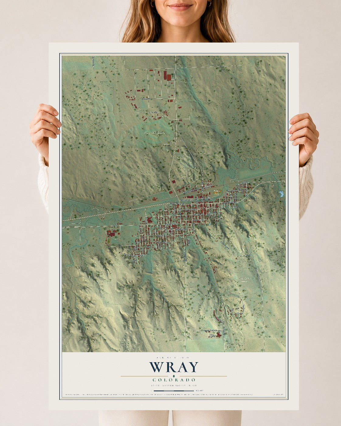 Map of Wray, Colorado, 24 x 36 inch unframed archival matte print