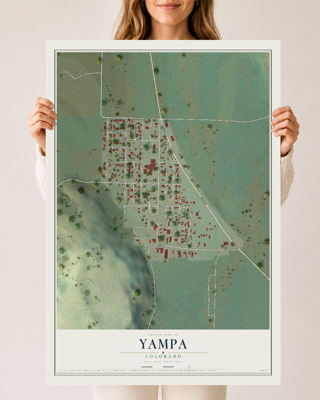 Map of Yampa, Colorado, 24 x 36 inch unframed archival matte print