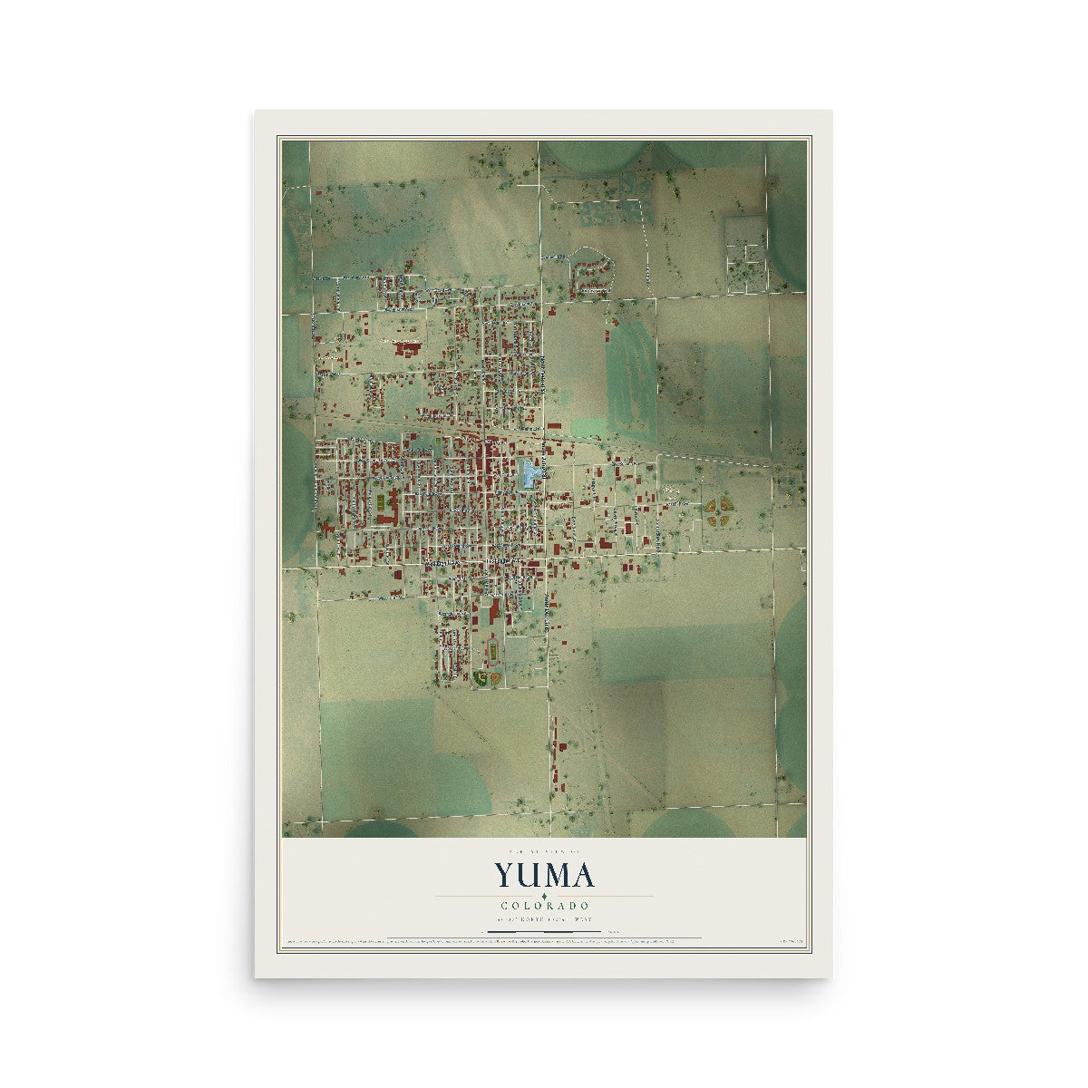 Map of Yuma, Colorado, 12 x 18 inch unframed archival matte print