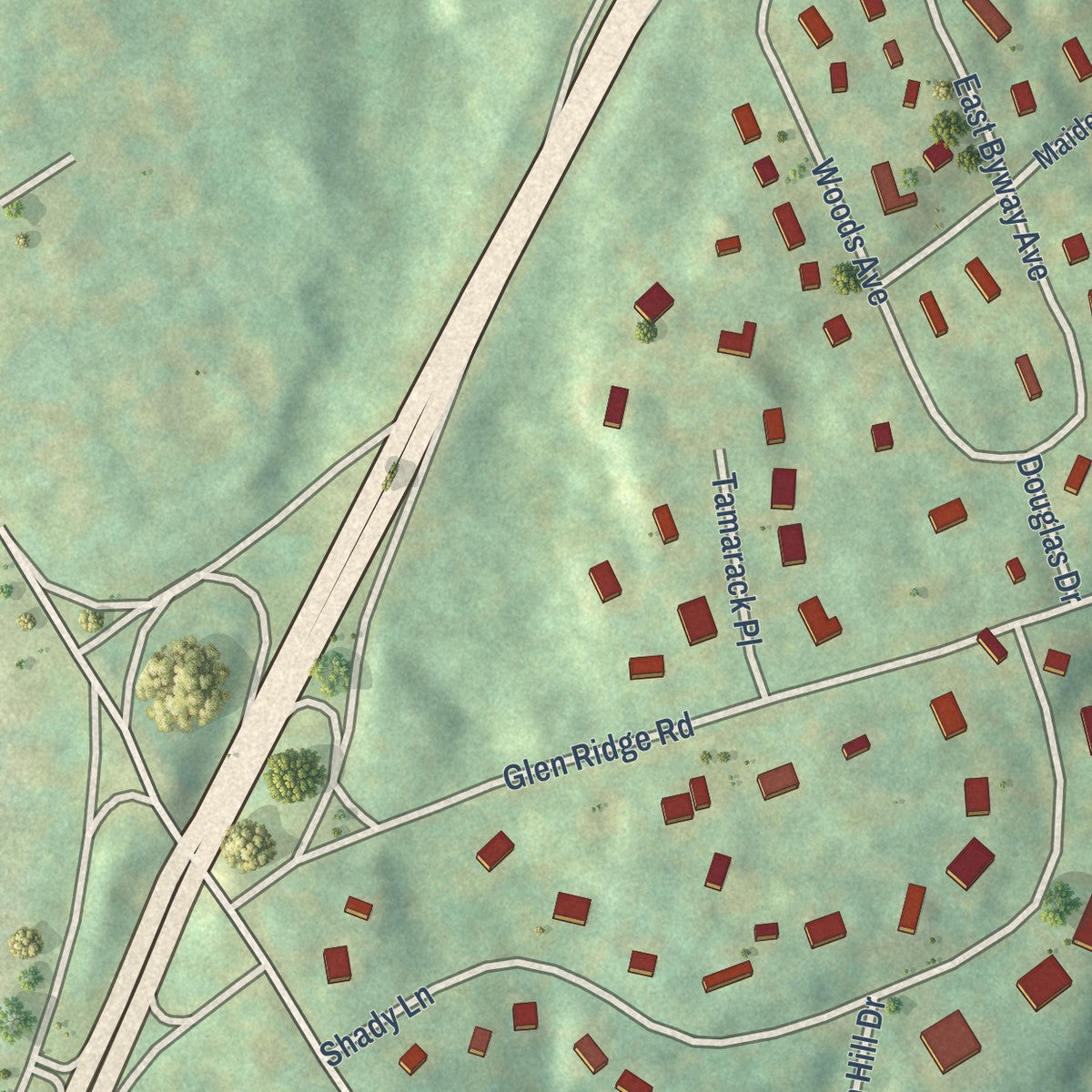 Close-up of the map of Glenville, Connecticut print showing street and building detail