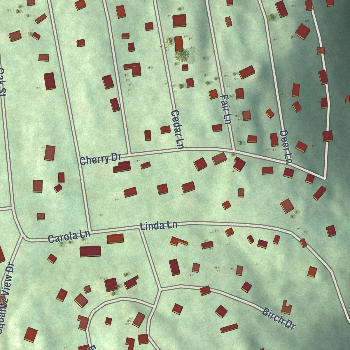 Close-up of the map of Inglenook, Connecticut print showing street and building detail