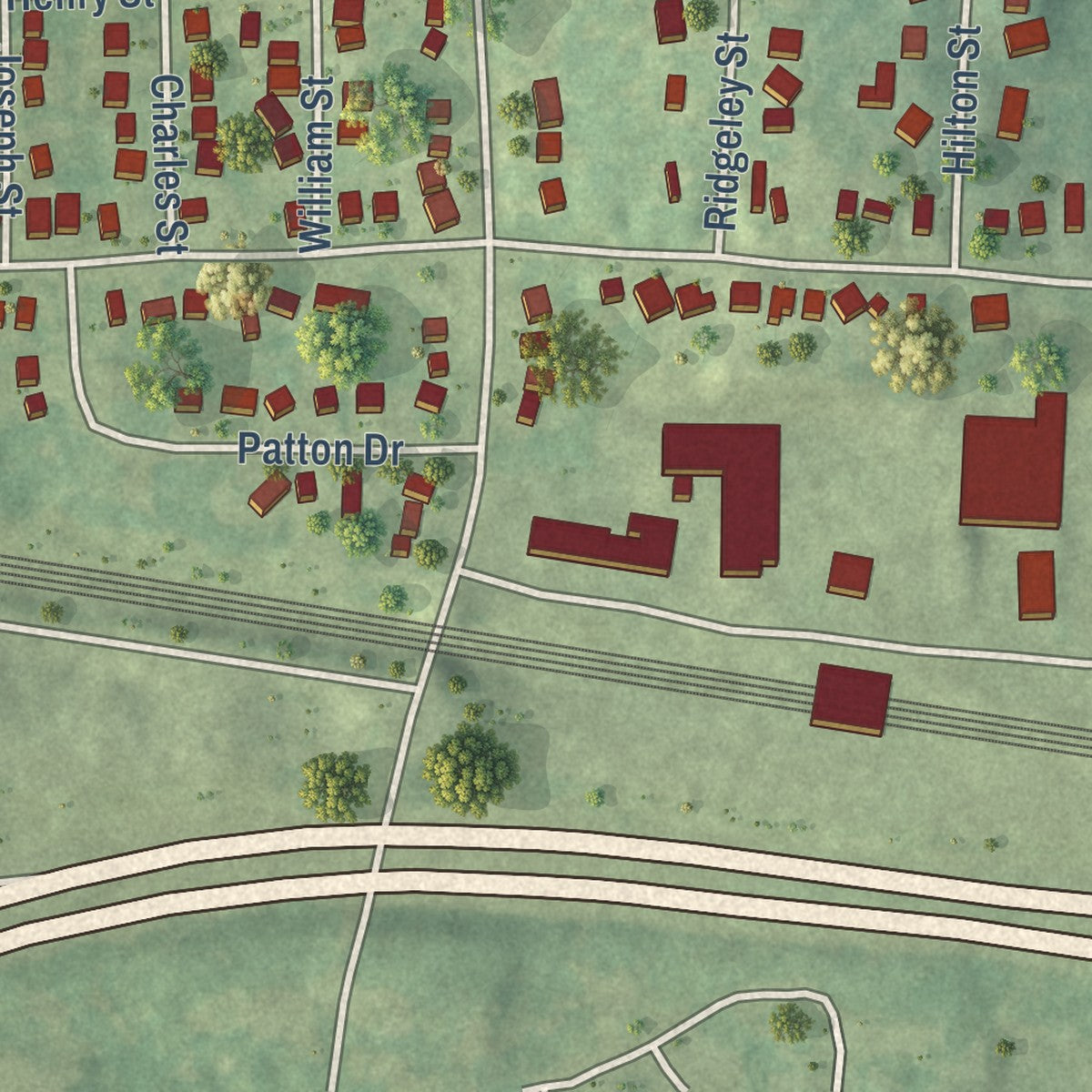 Close-up of the map of Noroton Heights, Connecticut print showing street and building detail