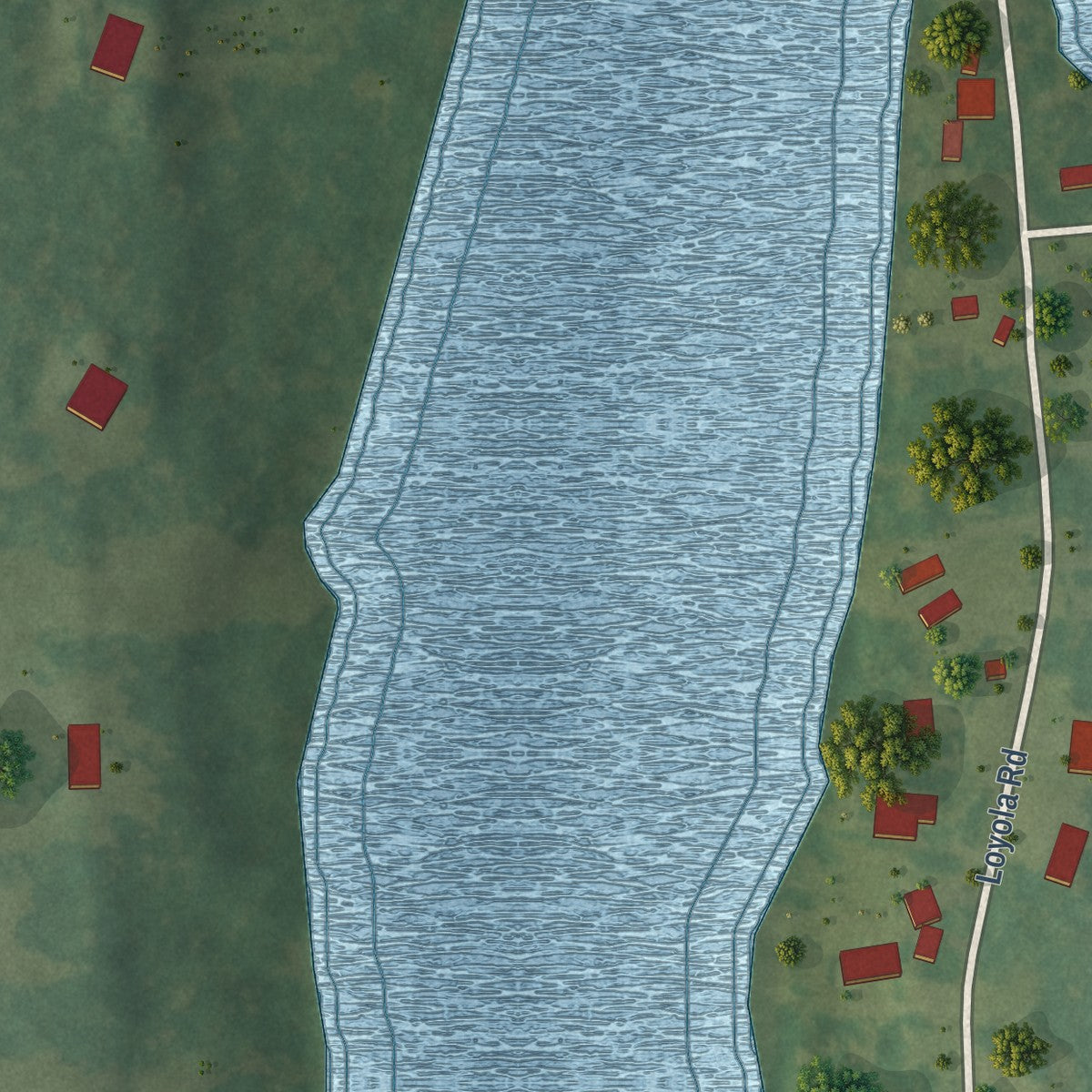 Close-up of the map of Quasset Lake, Connecticut print showing street and building detail