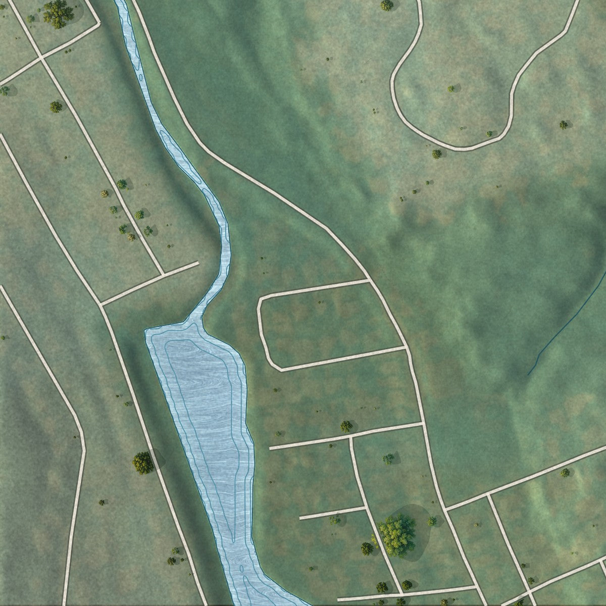 Close-up of the map of Rock Ridge, Connecticut print showing street and building detail