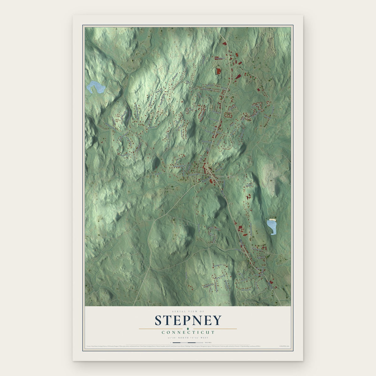 Stepney, Connecticut map print, the full design