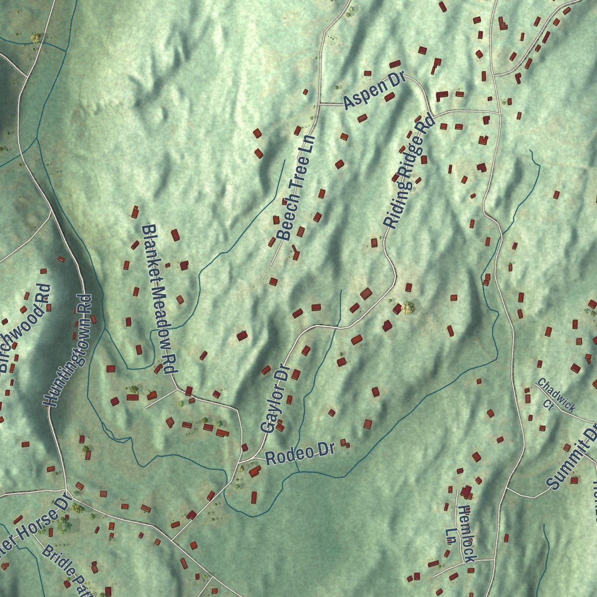 Close-up of the map of Stepney, Connecticut print showing street and building detail