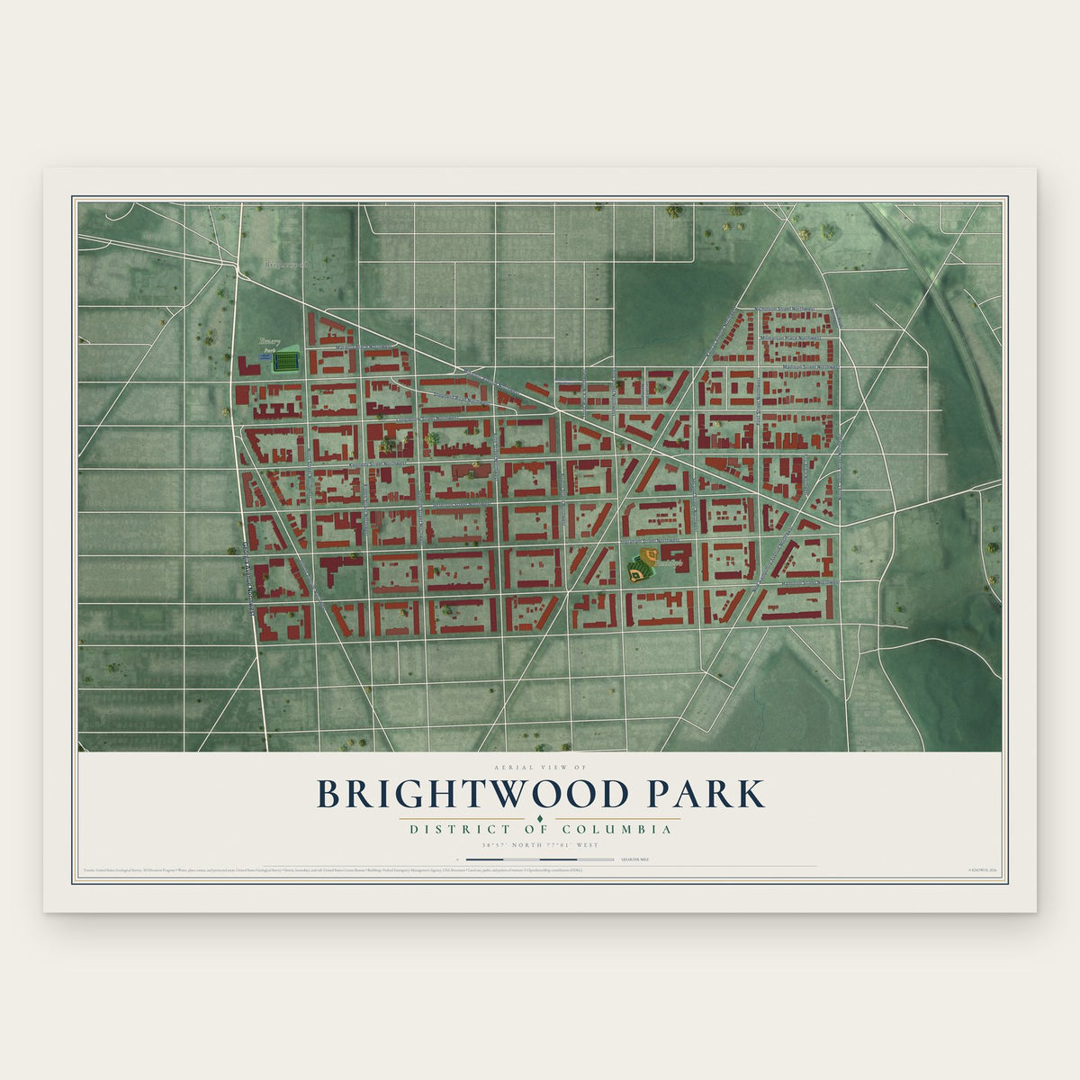 Brightwood Park, District of Columbia map print, the full design