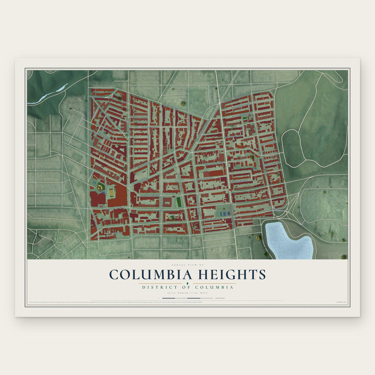 Columbia Heights, District of Columbia map print, the full design