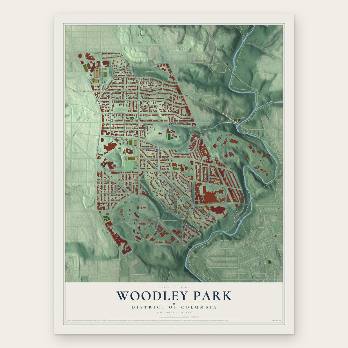 Woodley Park, District of Columbia map print, the full design