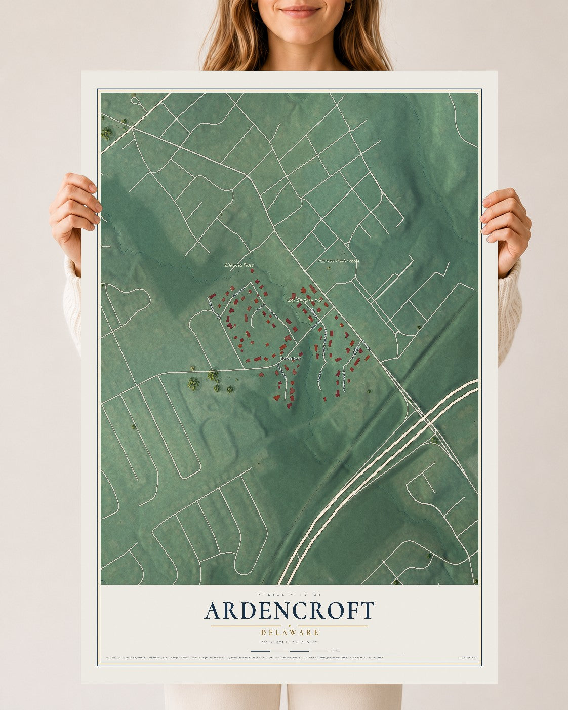 Map of Ardencroft, Delaware, 24 x 36 inch unframed archival matte print