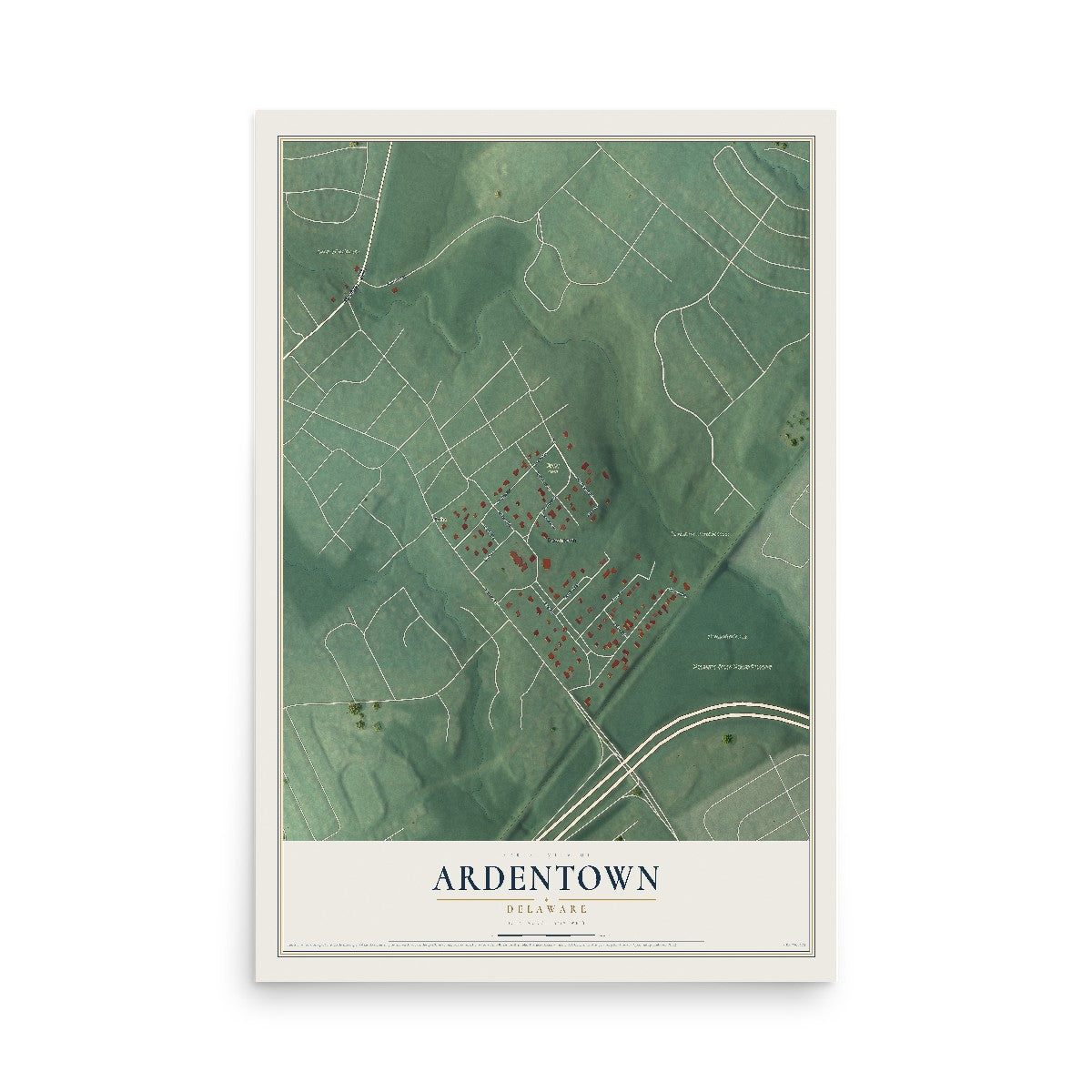 Map of Ardentown, Delaware, 12 x 18 inch unframed archival matte print