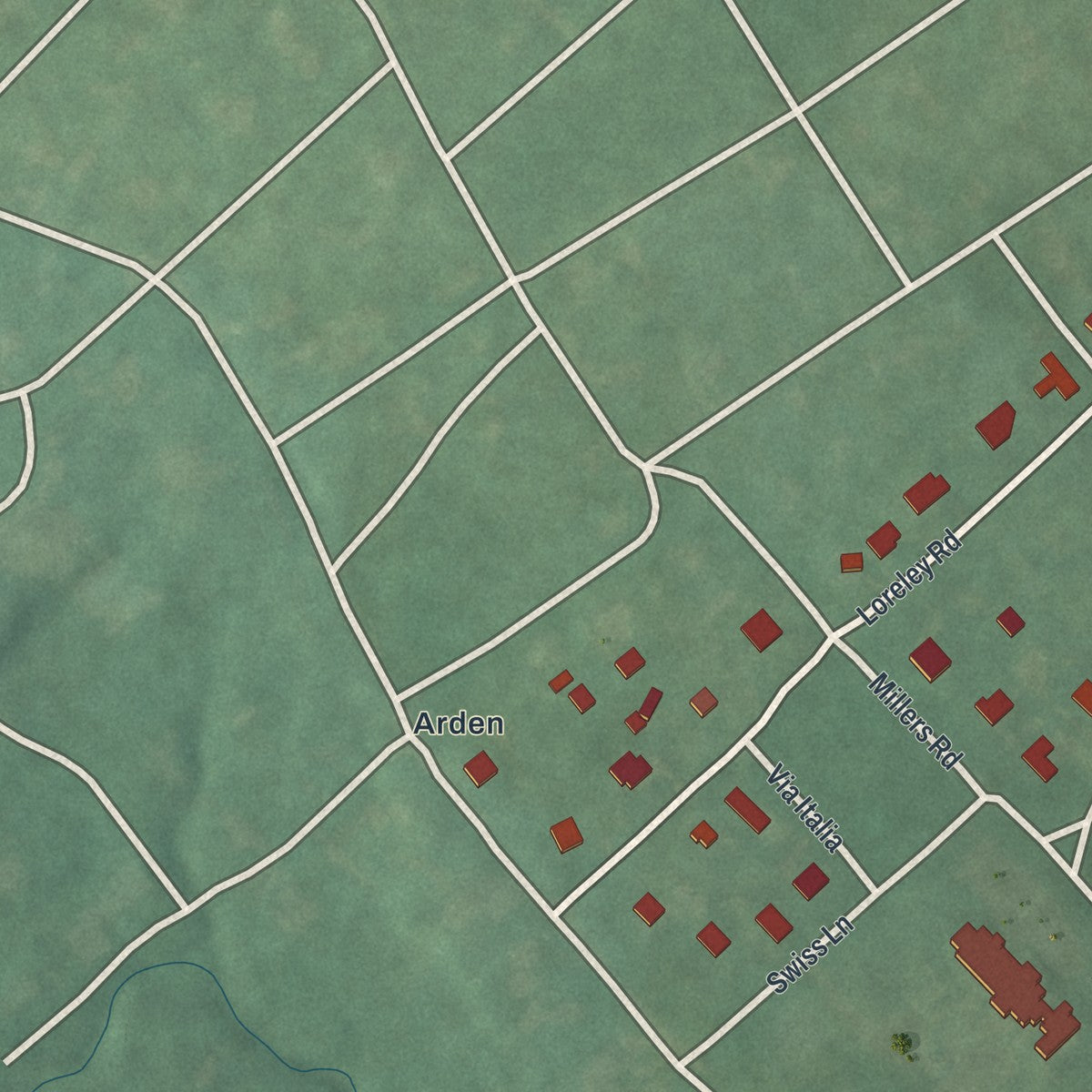 Second close-up of the map of Ardentown, Delaware print showing more streets and buildings