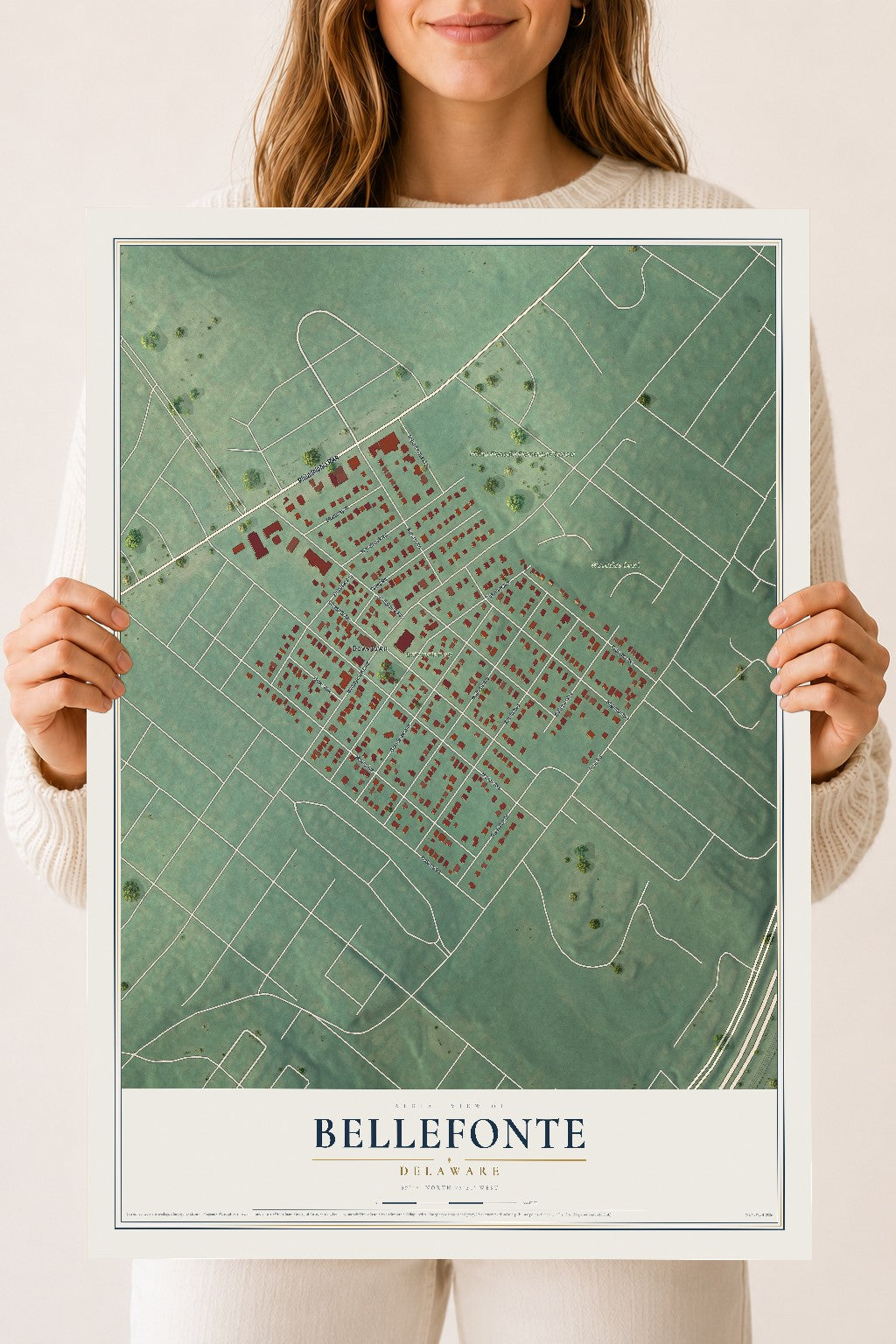 Map of Bellefonte, Delaware, 18 x 24 inch unframed archival matte print