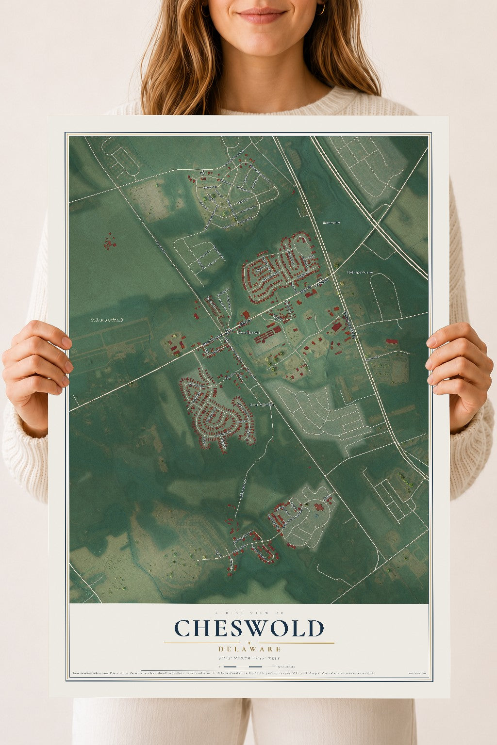 Map of Cheswold, Delaware, 18 x 24 inch unframed archival matte print