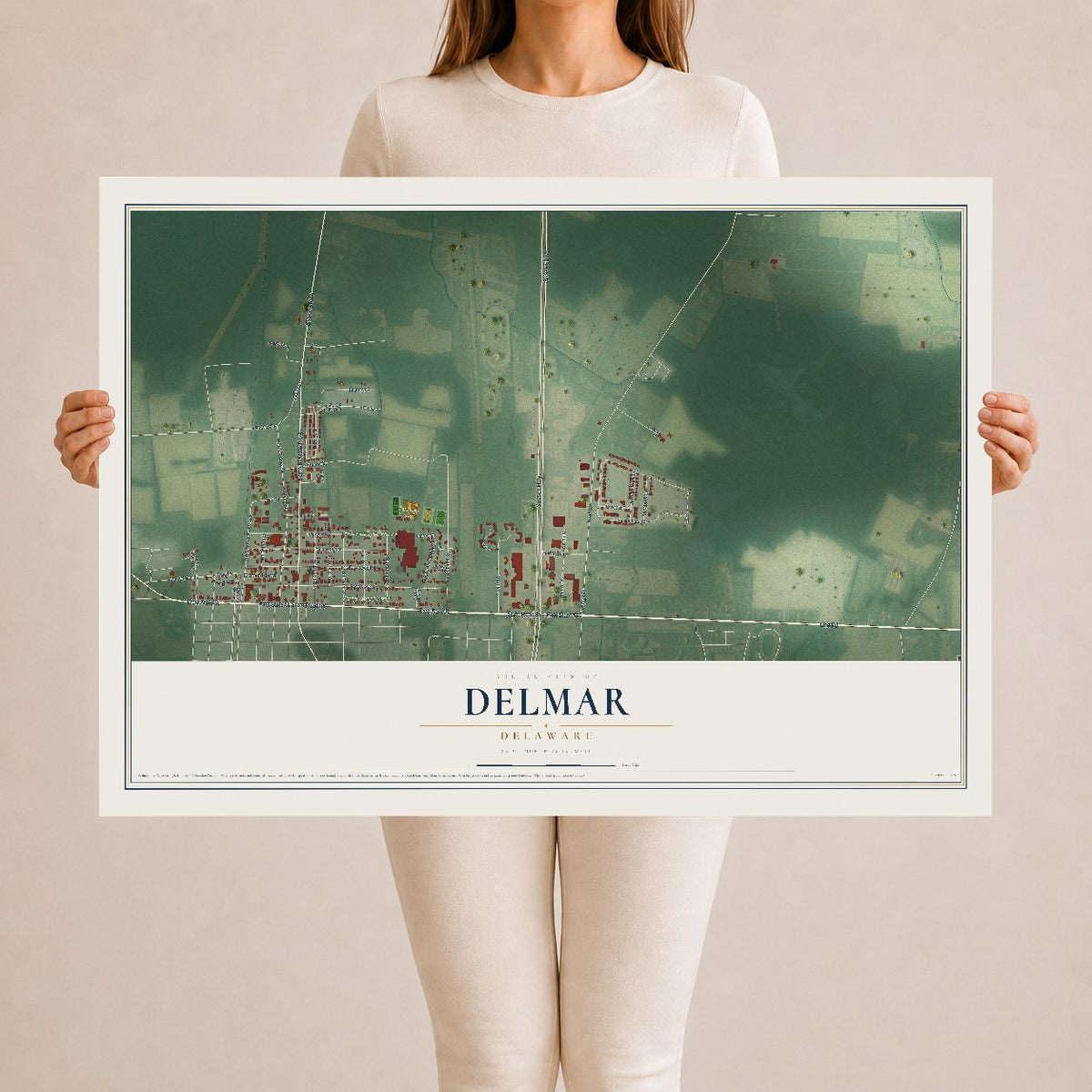 Map of Delmar, Delaware, 24 x 36 inch unframed archival matte print