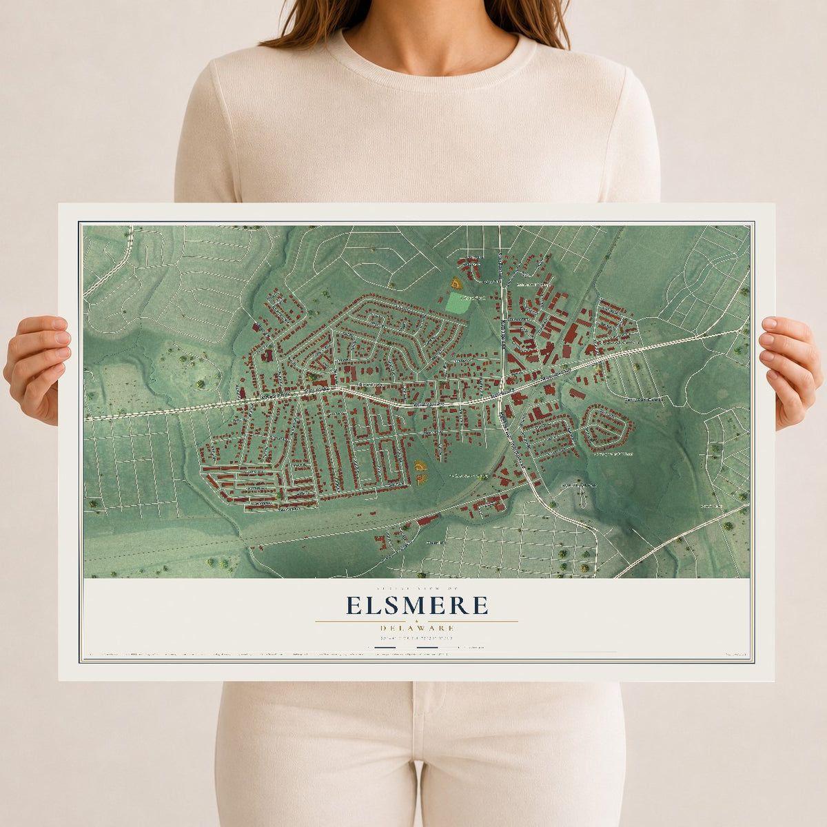 Map of Elsmere, Delaware, 12 x 18 inch unframed archival matte print