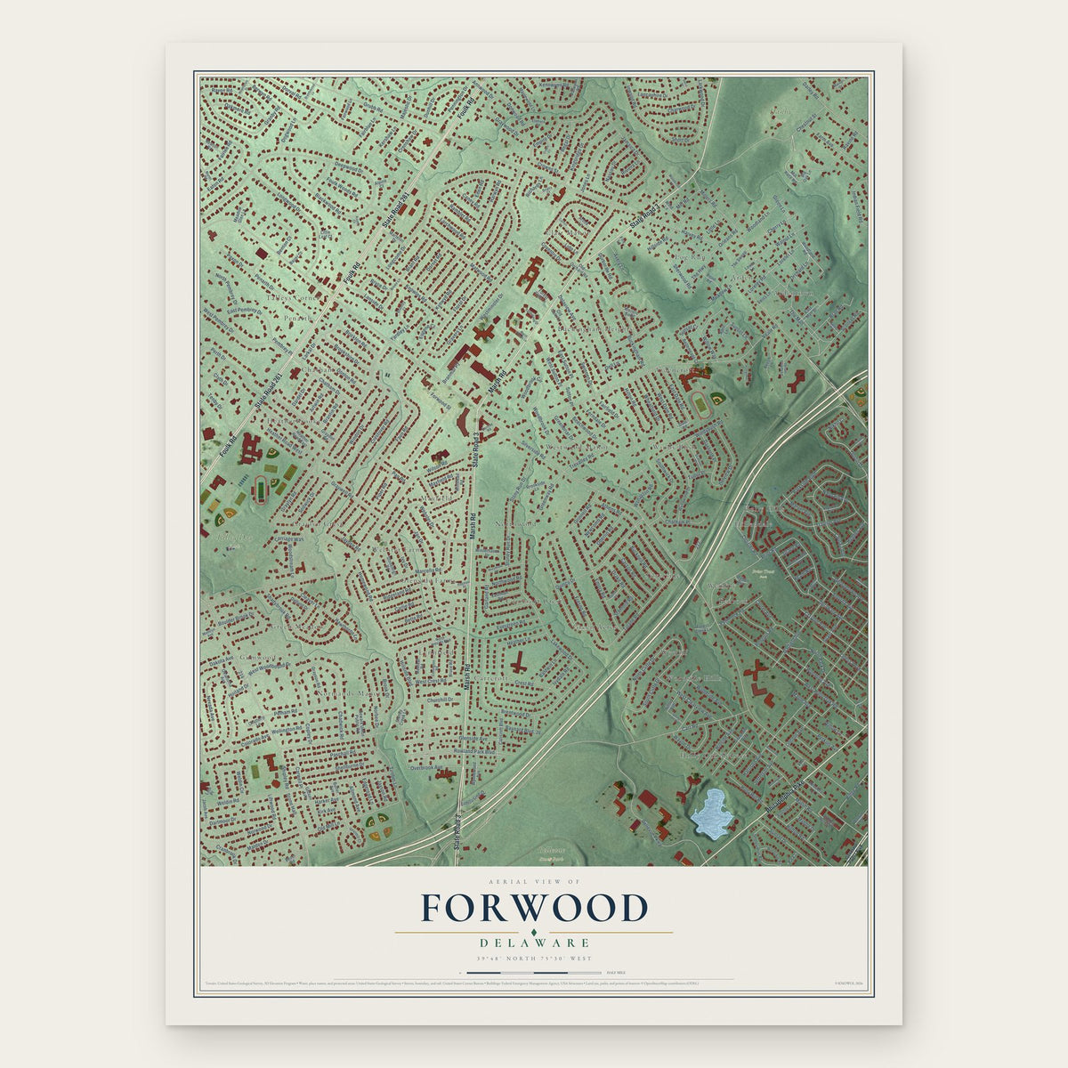 Forwood, Delaware map print, the full design
