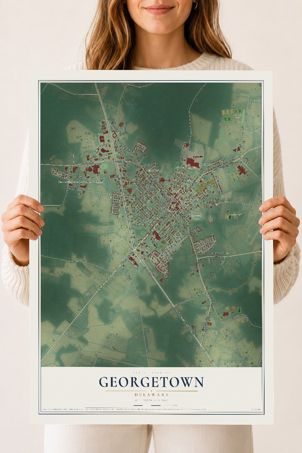 Map of Georgetown, Delaware, 18 x 24 inch unframed archival matte print