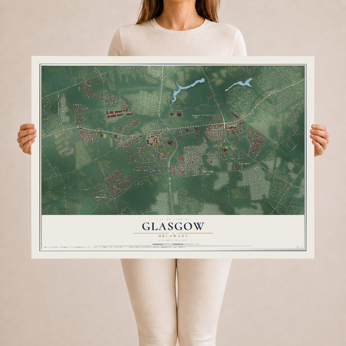 Map of Glasgow, Delaware, 24 x 36 inch unframed archival matte print