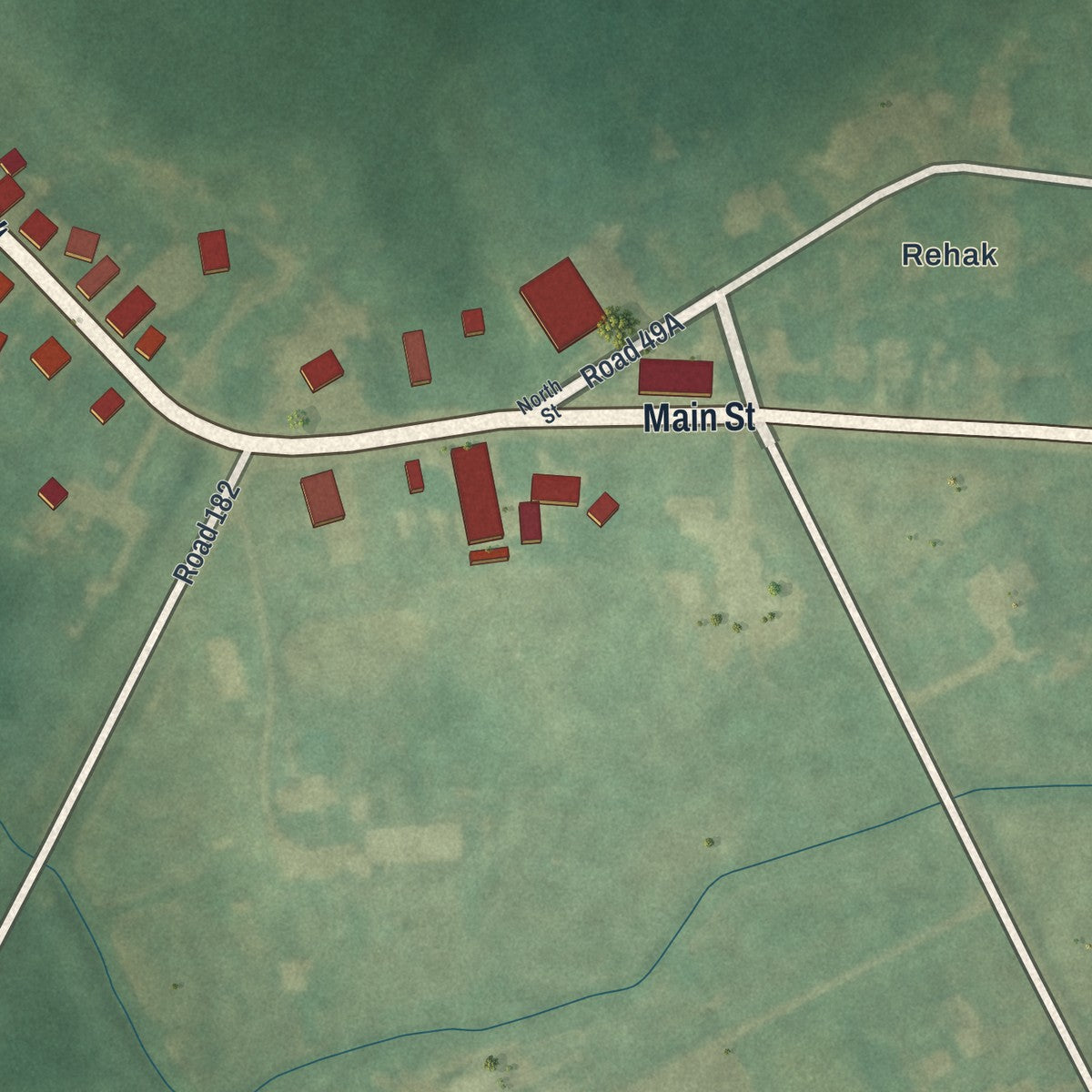 Second close-up of the map of Hartly, Delaware print showing more streets and buildings