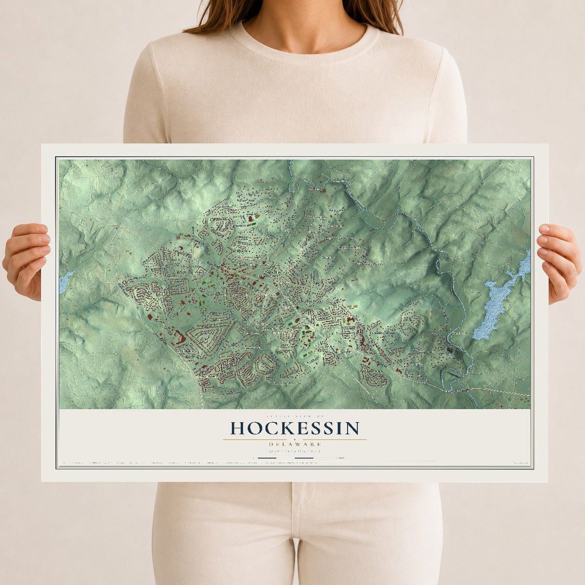 Map of Hockessin, Delaware, 12 x 18 inch unframed archival matte print
