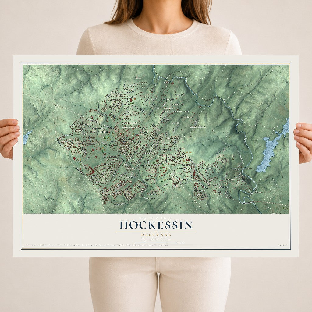 Map of Hockessin, Delaware, 18 x 24 inch unframed archival matte print