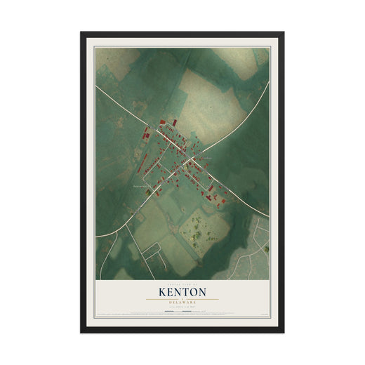 Map of Kenton, Delaware, 12 x 18 inch print in a black wood frame
