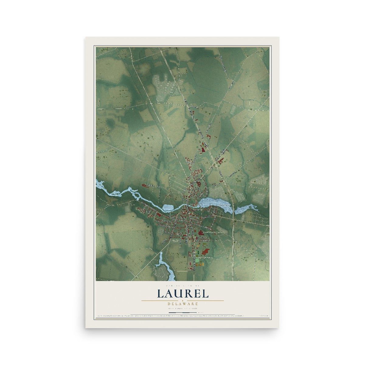 Map of Laurel, Delaware, 12 x 18 inch unframed archival matte print
