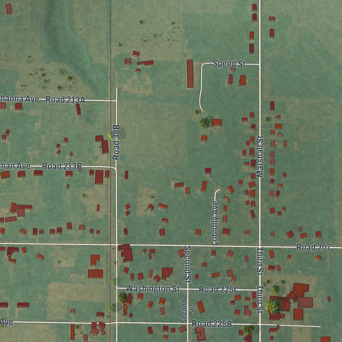 Close-up of the map of Lincoln, Delaware print showing street and building detail