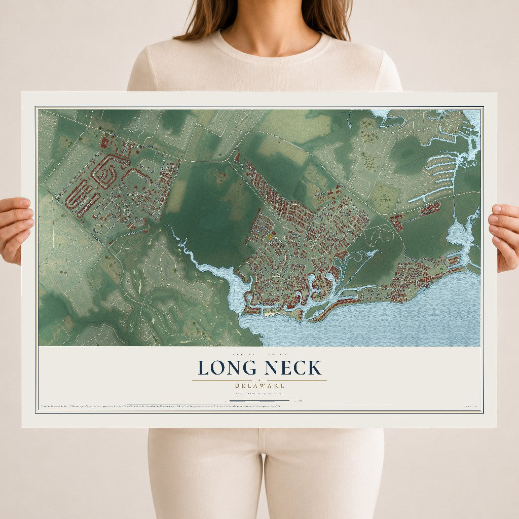 Map of Long Neck, Delaware, 18 x 24 inch unframed archival matte print