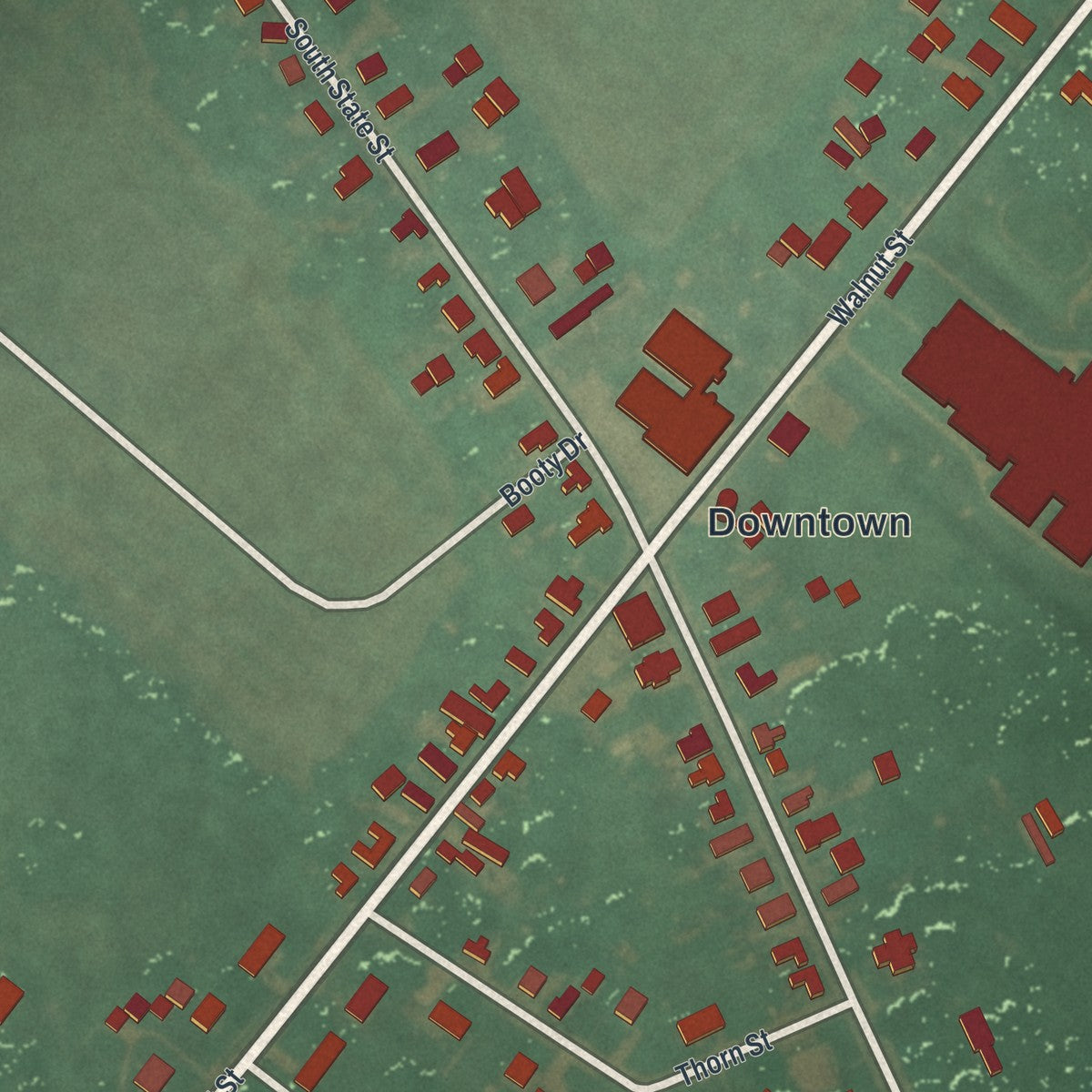 Close-up of the map of Magnolia, Delaware print showing street and building detail