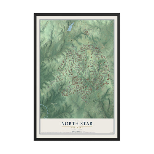 Map of North Star, Delaware, 12 x 18 inch print in a black wood frame