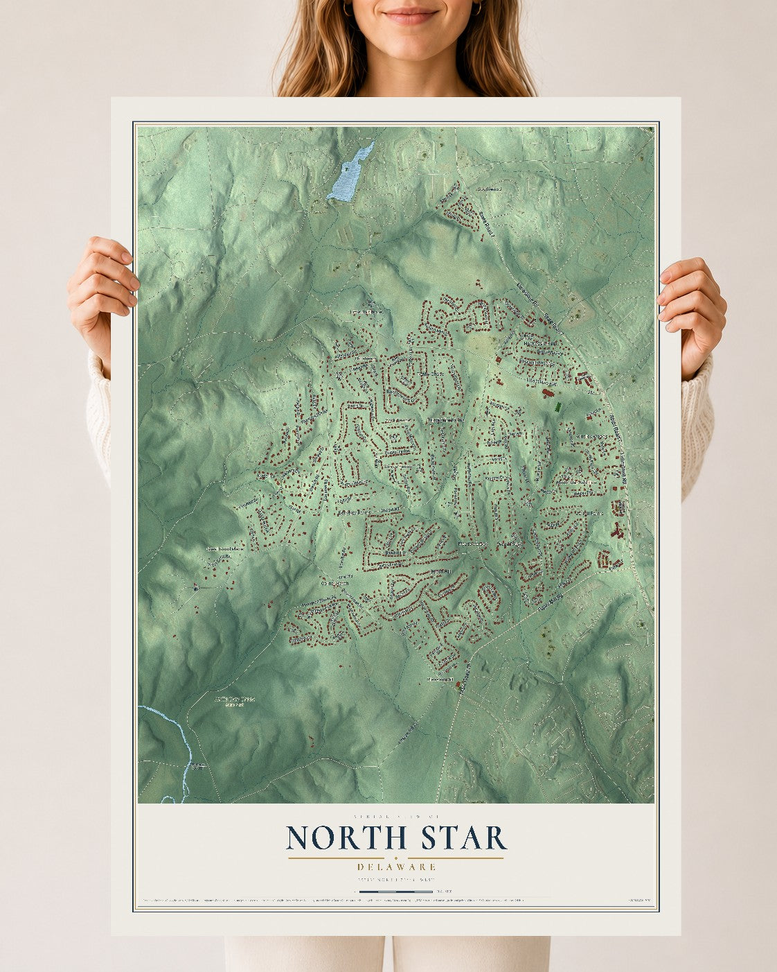 Map of North Star, Delaware, 24 x 36 inch unframed archival matte print