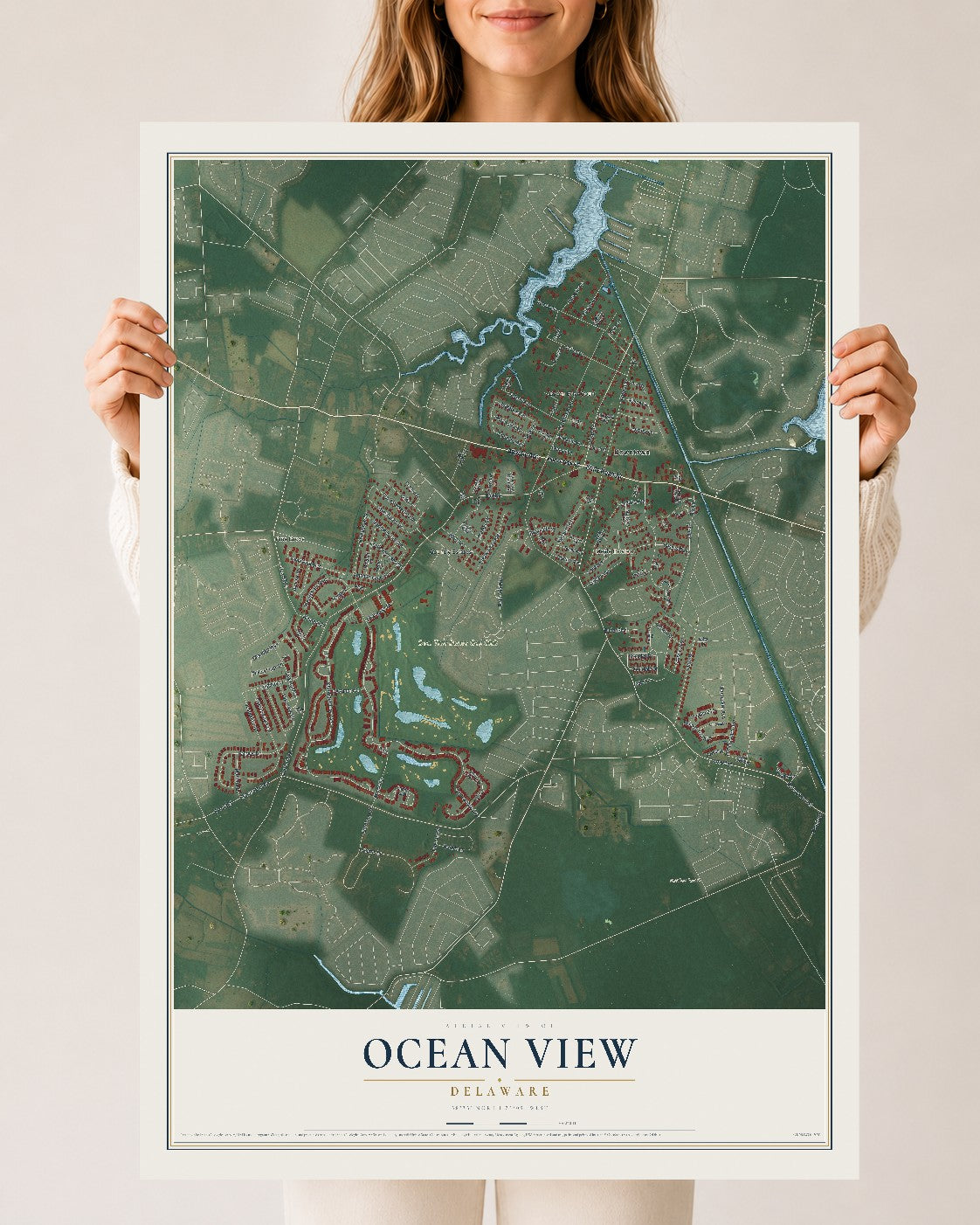 Map of Ocean View, Delaware, 24 x 36 inch unframed archival matte print