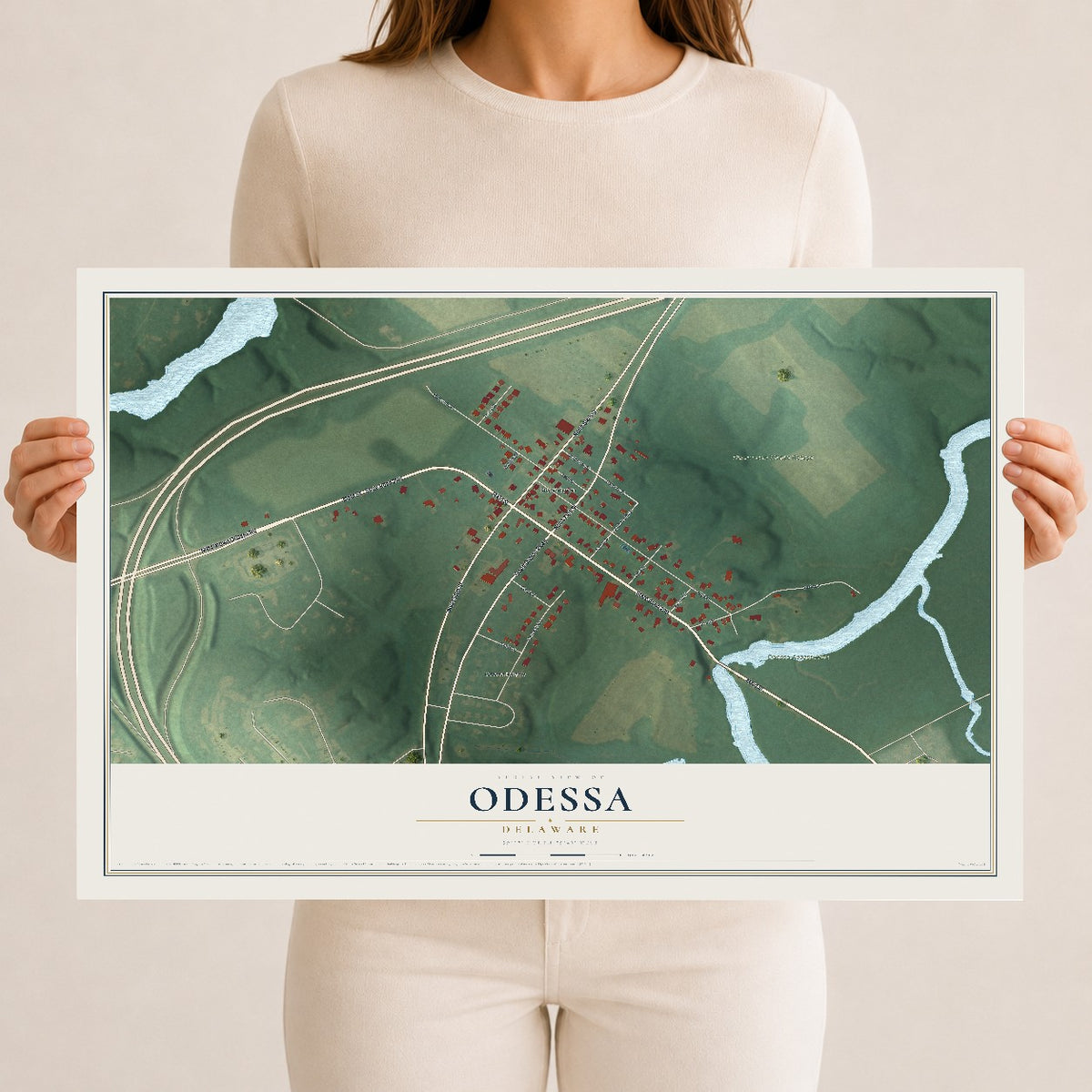 Map of Odessa, Delaware, 12 x 18 inch unframed archival matte print